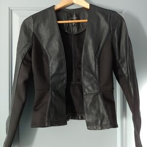 Black Blazer with Stand-Up Collar and Slim Fit